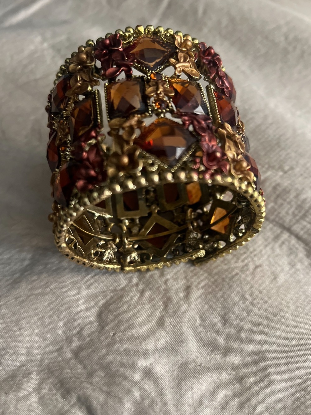 Antik Batik Gold-tone Bracelet with Amber and Burgundy Accents